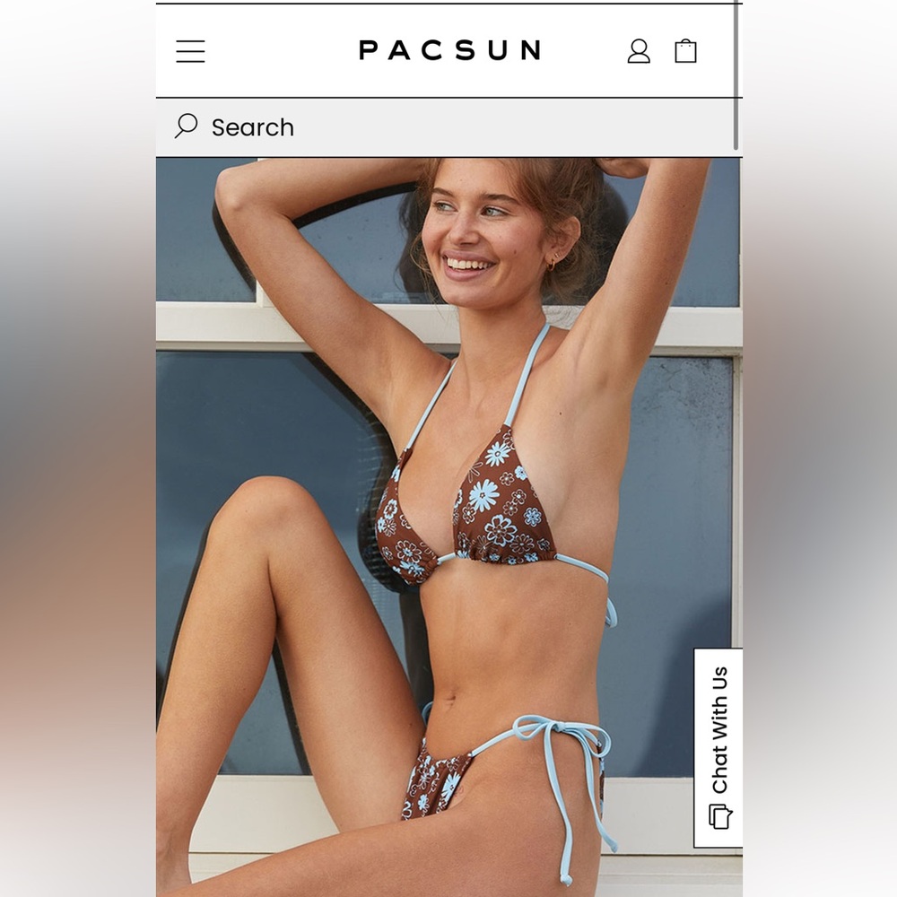 Pacsun Floral Brown Bikini Set